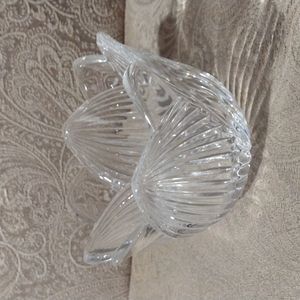 Crystal candy dish. 4in. Tall 6in. Wide
